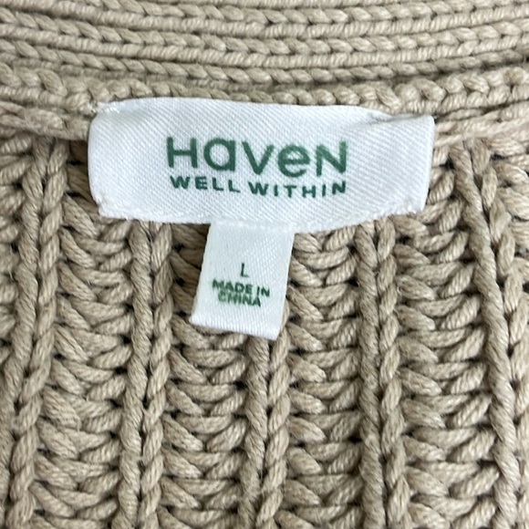 Haven Well Within chunky knit v-neckline button down sweater cardigan,size large - Picture 5 of 12